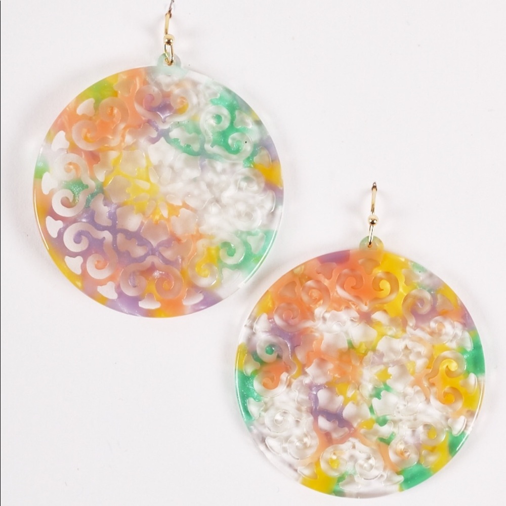 Filigree Lucite Earring - Rainbow